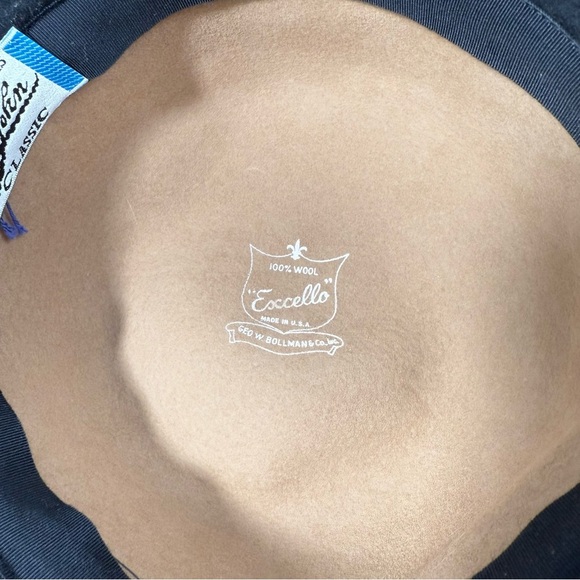 Bollman wool Mr.john Chic Wide Brim wool Hat Feather Detail dapper euro chic - Picture 6 of 6